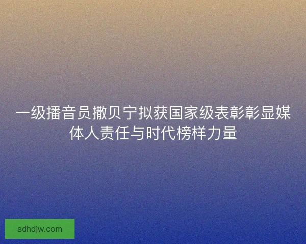 一级播音员撒贝宁拟获国家级表彰彰显媒体人责任与时代榜样力量