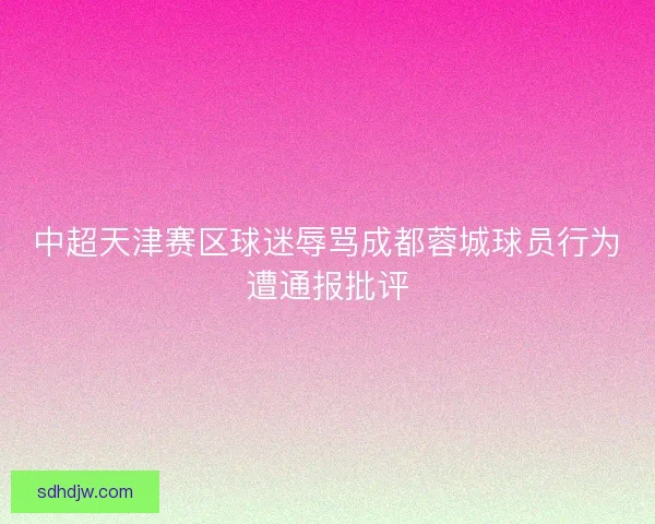 中超天津赛区球迷辱骂成都蓉城球员行为遭通报批评 中超天津赛区球迷辱骂成都蓉城球员行为遭通报批评