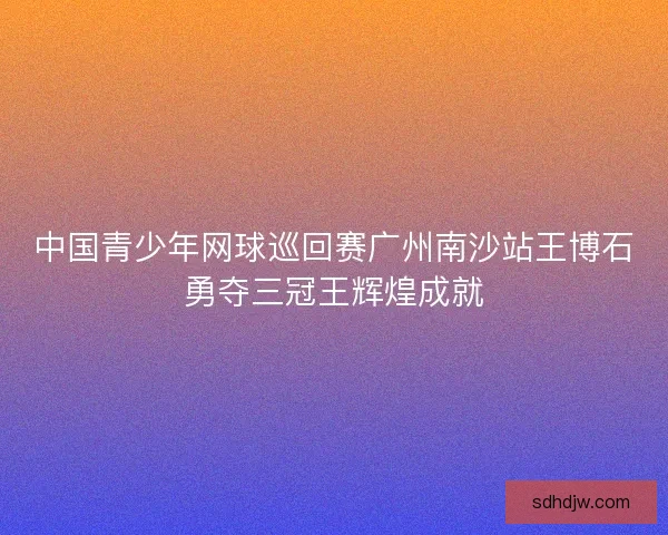 中国青少年网球巡回赛广州南沙站王博石勇夺三冠王辉煌成就